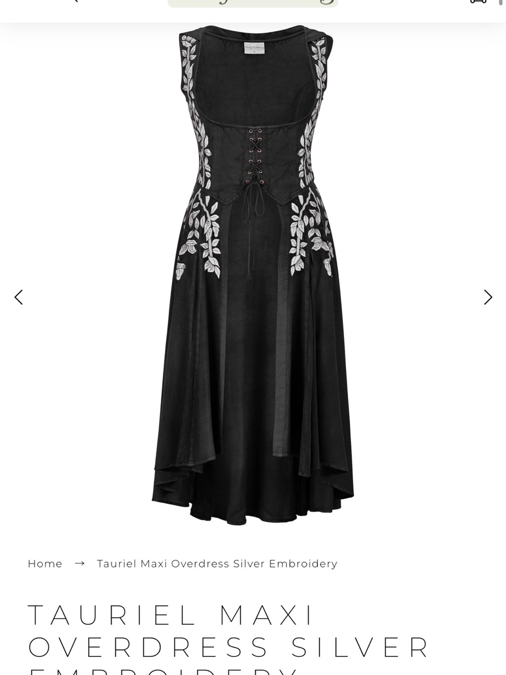 Tauriel Black Maxi Overdress with Silver Embroidery
